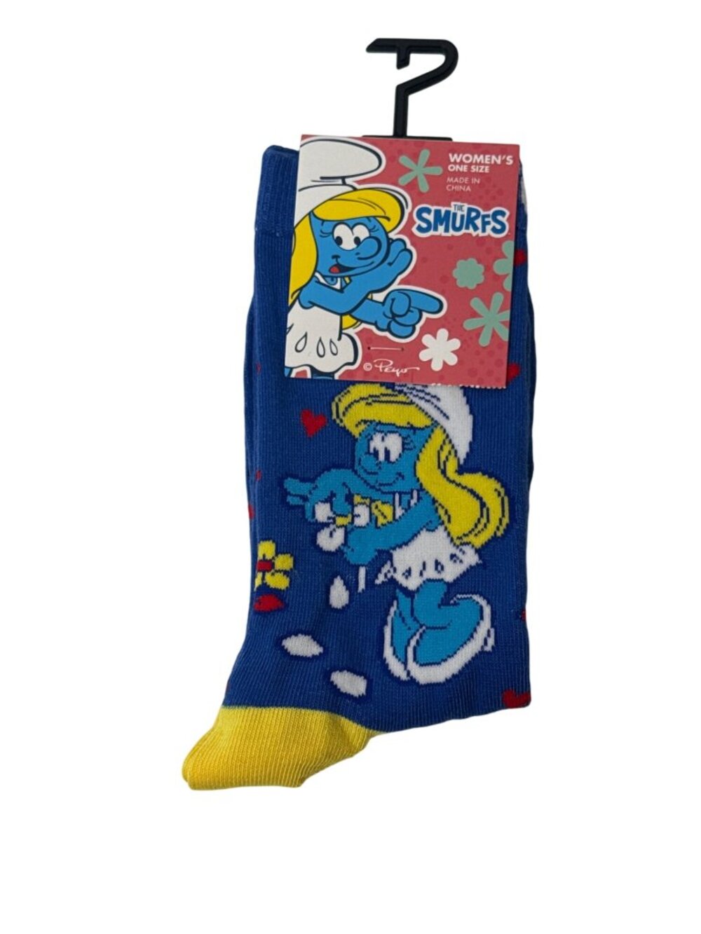 Smurfs Crew Socks One Size Women Blue Cartoon Graphic Fun Colorful Novelty Gift